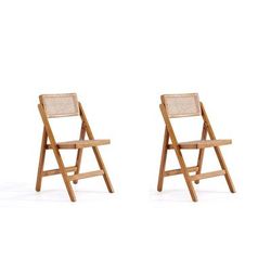 Pullman Folding Dining Chair in Nature Cane- Set of 2 - Manhattan Comfort 65-DCCA08-NA