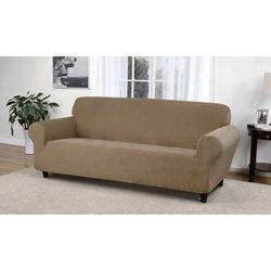 Kathy Ireland Knit Pique Sofa Slipcover Furniture Protector by Brylane Home in Beige