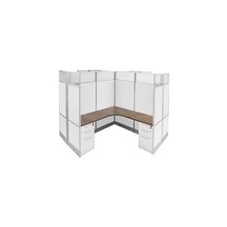 12'W x 12'D x 7'H White Laminate Washable Complete 4-Person Cluster Office Cubicle - Star