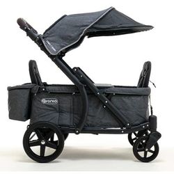 Pronto One (2 Seater) Stroller Wagon - Black Frame / Dark Grey
