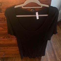 Lularoe Tops | Lularoe Black Ribbed Classic Tee | Color: Black | Size: Xl