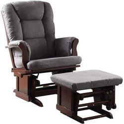 2Pc Glider Chair & Ottoman by Acme in Gray Cherry