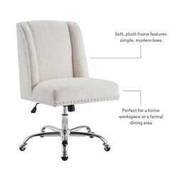 Draper Upholstered Swivel Office Chair, Sherpa - Linon OC114SHERP01U