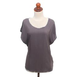 Coffee Date in Grey,'Grey Short-Sleeved Rayon Blouse'