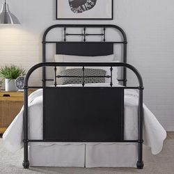 Vintage Twin Metal Bed - Black In Distressed Metal Finish - Liberty Furniture 179-BR11HFR-B