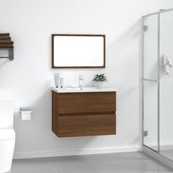 vidaXL Set Mobili da Bagno 2 pz Rovere Marrone in Legno Multistrato