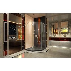 Dreamline DreamLine Prism Lux 42 inch D x 42 inch W x 74 3/4 inch H Frameless Neo-Angle Hinged Shower Enclosure in Chrome with Black Shower Base Kit DL-6053-88-01