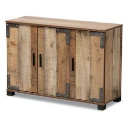Cyrille Farmhouse Wood Shoe Cabinet Furniture by Baxton Studio in Brown