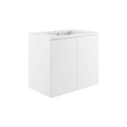 "Bryn 30" Wall-Mount Bathroom Vanity in White/White"