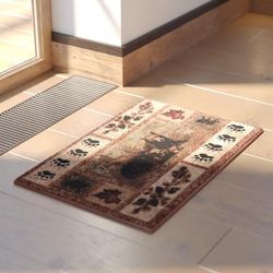 Nature Inspired Mother Bear with 2 Cubs Indoor Olefin Area Rug