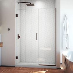 Dreamline DreamLine Unidoor Plus 52 - 52 1/2 inch W x 72 inch H Frameless Hinged Shower Door in Oil Rubbed Bronze SHDR-245207210-06