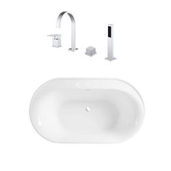 Randolph Morris Speare 66 Inch Acrylic Double Ended Freestanding Tub Package RMBP104-66-CPF3