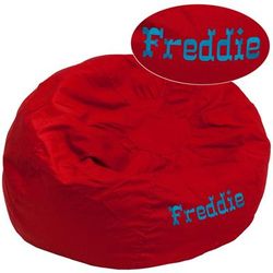 Personalized Oversized Solid Red Bean Bag Chair for Kids and Adults [DG-BEAN-LARGE-SOLID-RED-TXTEMB-GG] - Flash Furniture DG-BEAN-LARGE-SOLID-RED-TXTEMB-GG