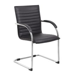 Boss Chrome Frame, Black Vinyl Side Chair, 2 pack - Boss Office Products B9536-BK-2