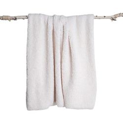 Teddy Sherpalux Plush Solid Throw by Evergrace Home in White