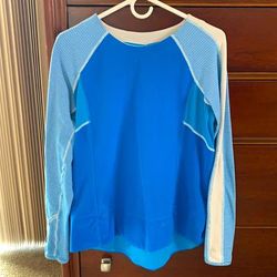 Lululemon Athletica Tops | Lululemon White & Blue Fleece Top - Size 8 | Color: Blue/White | Size: 8