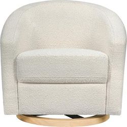 Babyletto Madison Swivel Glider - Ivory Boucle & Cane w/Light Wood Base