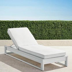 Palermo Chaise Lounge in White Wicker - Standard, Resort Stripe Glacier - Frontgate