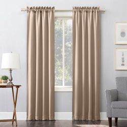 Wide Width Sun Zero Blackout Greenwich Rod-Pocket Panel by BrylaneHome in Stone (Size 40" W 63" L)