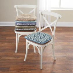 Gingham Gripper® Chair Cushion by BrylaneHome in Blue
