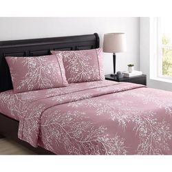 4-PC Foliage Sheet Set by BrylaneHome in Lilac (Size TWIN)
