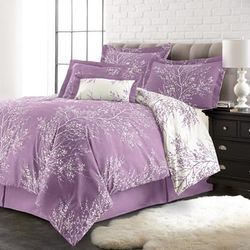 Reversible Foliage Comforter Set by BrylaneHome in Lilac (Size TWIN)