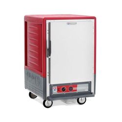 Metro C535-HLFS-L 1/2 Height Insulated Mobile Heated Cabinet w/ 17 Pan Capacity, 120v, Insulation Armour, Built-In Hand Holds, Red
