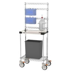 Metro CR142454-SNST Mobile Sanitizer Station w/ 2 Glove Box Holders & 2 Sanitizer Holders, Steel and Stainless Steel, Braking Casters