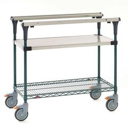 Metro MS1836-FSNK 2 Level Mobile PrepMate MultiStation w/ Solid/Wire Shelving - 38"L x 19 2/5"W x 39 1/8"H, Stainless Steel