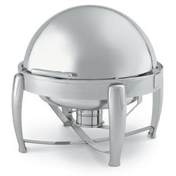 Vollrath T3605 Round Chafer w/ Roll-Top Lid & Chafing Fuel Heat, 6 Quart, Stainless Steel