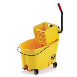 Rubbermaid FG618688YEL 44 qt WaveBrake Mop Bucket Combo - Side Press Wringer, Foot Pedal, Yellow, 44 Quart, Side-Press Wringer