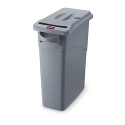 Rubbermaid FG9W2500LGRAY 15 7/8 gal Rectangle Slim Trash Can, 23 1/10" L x 11"W x 24 9/10"H, Gray, Light Gray