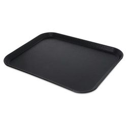 Carlisle 1814GR2004 Rectangular Griptite 2 Serving Tray - 18" x 14", Fiberglass, Black