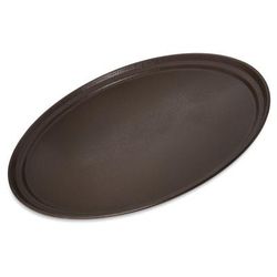Carlisle 2700GR2076 Oval Griptite 2 Serving Tray - 27" x 22", Fiberglass, Brown