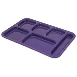 Carlisle 4398887 Melamine Rectangular Tray w/ 6 Compartments, 14 1/2" x 10", Purple, Case of 12