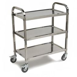 Carlisle UC4031733 3 Level Stainless Utility Cart w/ 400 lb Capacity, Raised Ledges, Silver