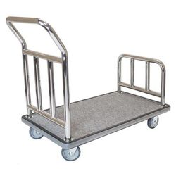 Hospitality 1 Source UCHSSGG-5 Utility Cart w/ Gray Carpet - 43"L x 25"W x 37"H, Steel, Silver
