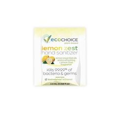 Sterno 20764 2 ml 70% Alcohol Gel Hand Sanitizer Packets, Lemon Zest Scent, 2000/Case
