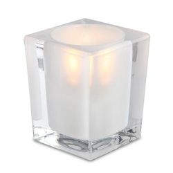 Sterno 80238 Signature Candle Lamp - 3"L x 3"D x 4"H, Glass, Frost, White, Case of 6