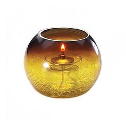 Sterno 80288 Roma Candle Lamp - 4 1/4"D x 3 1/4"H, Glass, Amber, Brown