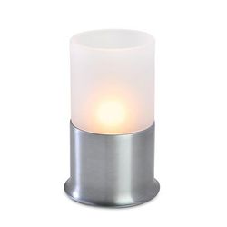 Sterno 80374 Corsa Candle Lamp - 3 1/2"D x 5 1/2"H, Frost Glass/Silver Base, White, Case of 6