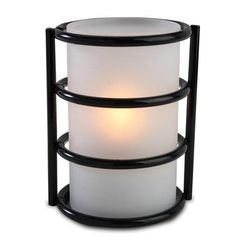 Sterno 80388 Epic Outdoor Candle Lamp - 2 5/8"D x 5"H, Frost Plastic/Black Base, White, Case of 6