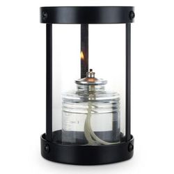 Sterno 80564 Penny Candle Lamp - 3 3/8"D x 5 1/2"H, Clear Glass/Black Metal Frame