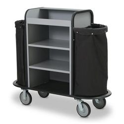 Forbes Industries 2010 Housekeeping Cart w/ 3 Shelves - 30"L x 20"W x 43"H, Aluminum, Black
