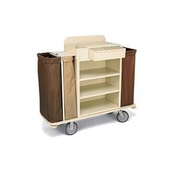 Forbes Industries 2157 Housekeeping Cart w/ 3 Shelves & 3 Bags - 30"L x 18"W x 36"H, Steel, Gray