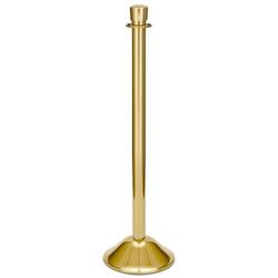 Forbes Industries 2733 39"H Crowd Control Stanchion w/ Hook Ring & Drum Top - Polished Stainless Brass