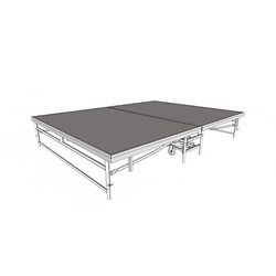Forbes Industries 4141 Dual Height Stage w/ Carpeted Deck & Black Steel Frame - 4 ft x 8 ft x 24" to 32"H