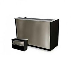 Forbes Industries 4859-8 Mobile Bar w/ Ice Pan & Speed Rail - 97"L x 31"W x 49 1/2"H, Laminate w/ Avonite Top, Silver