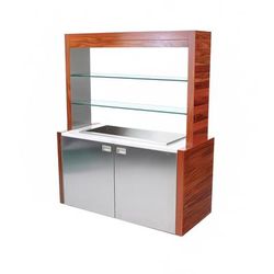 Forbes Industries 4885 62" Portable Bar w/ Stainless Steel Doors & Avonite Countertop - 27 1/2"D x 78"H, Silver