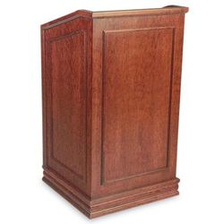 Forbes Industries 5914 Floor Podium w/ 2 Shelves - 25-3/4"W x 25-1/4"D x 48"H, Wood Veneer, Brown